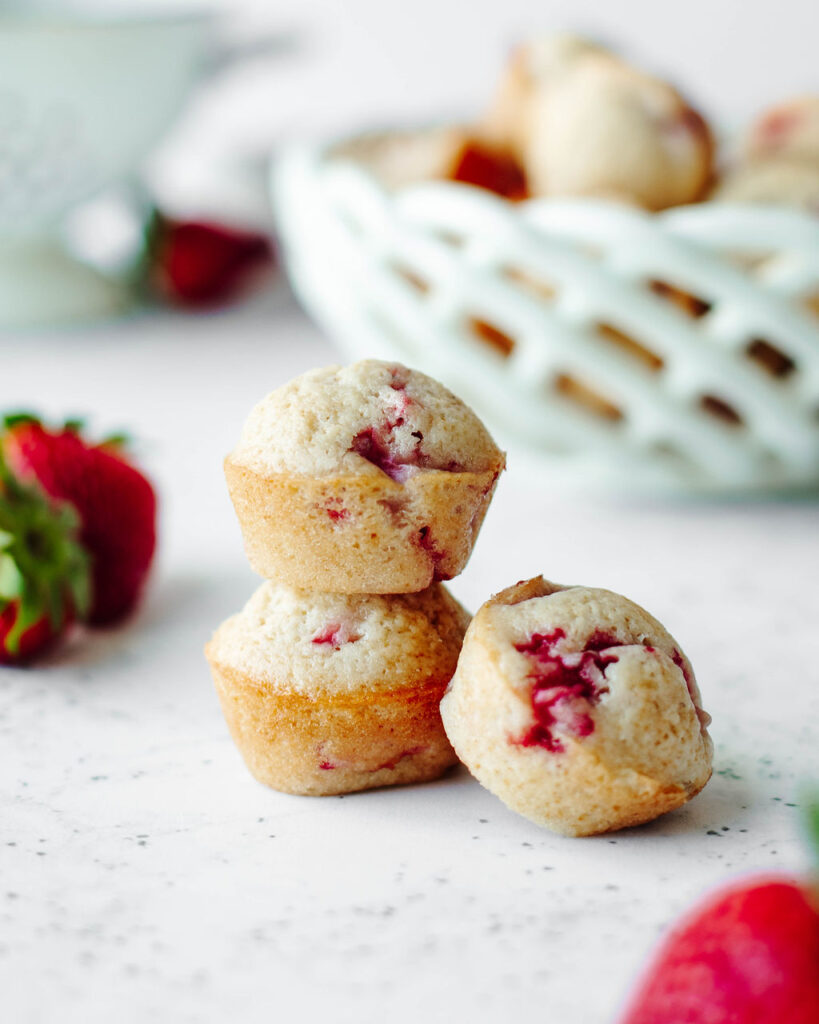 a stack of mini muffins ready to snack on.