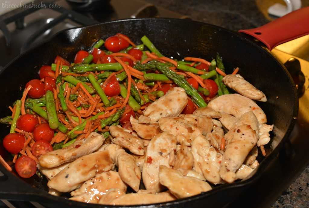 balsamic glazed chicken and vegetables cooked in one pan