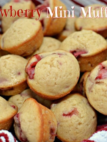 bite sized muffins with strawberries throughout