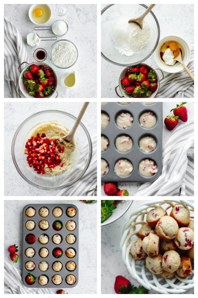step by step on how to make fresh berry muffins.