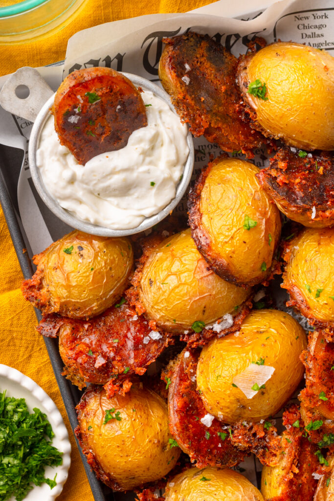 tender potatoes baked in the oven and served with Ranch.