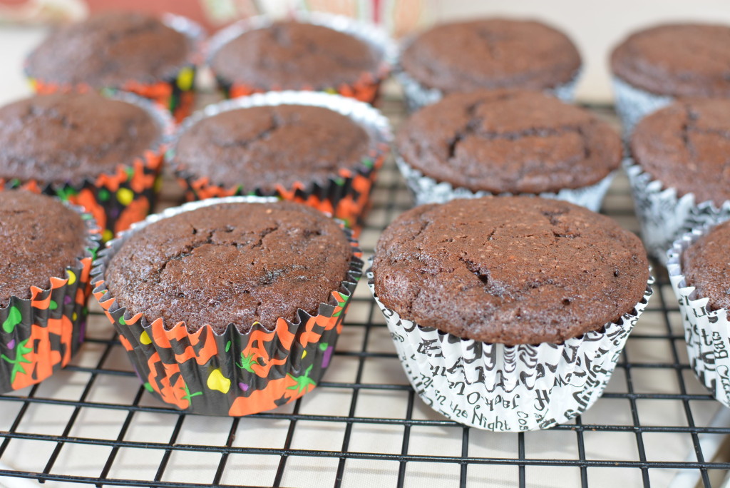 moist chocolate cupcakes ready to be frosted