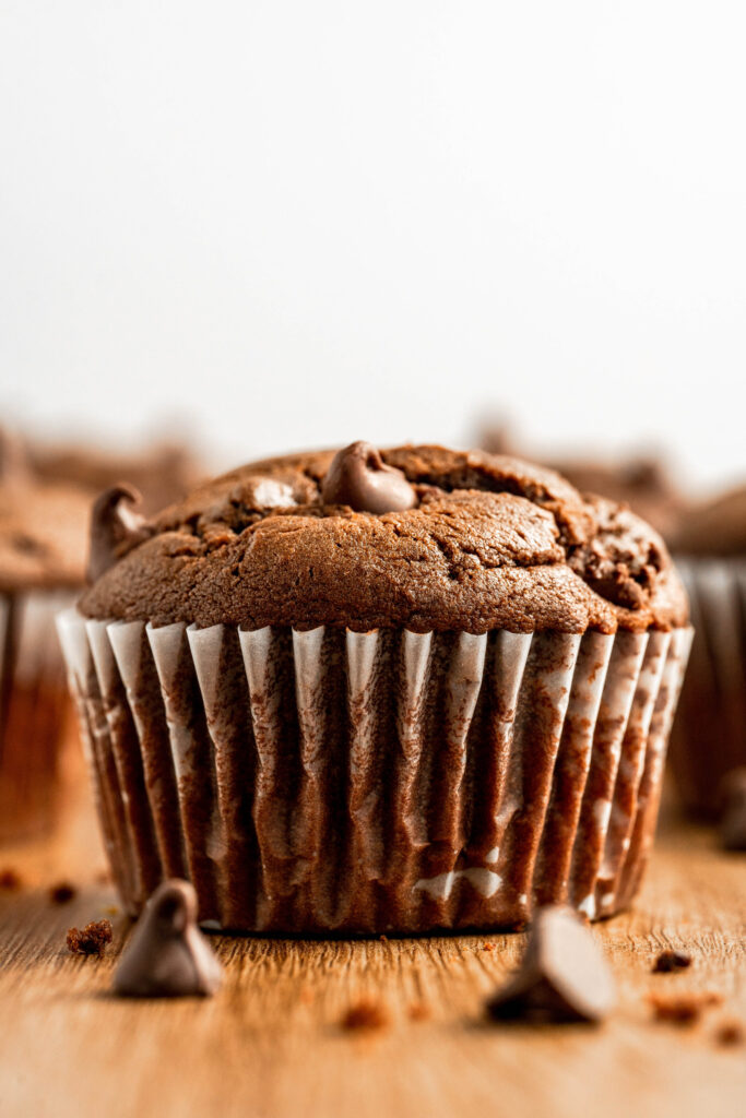 tender, fluffy, chocolate filled muffins.