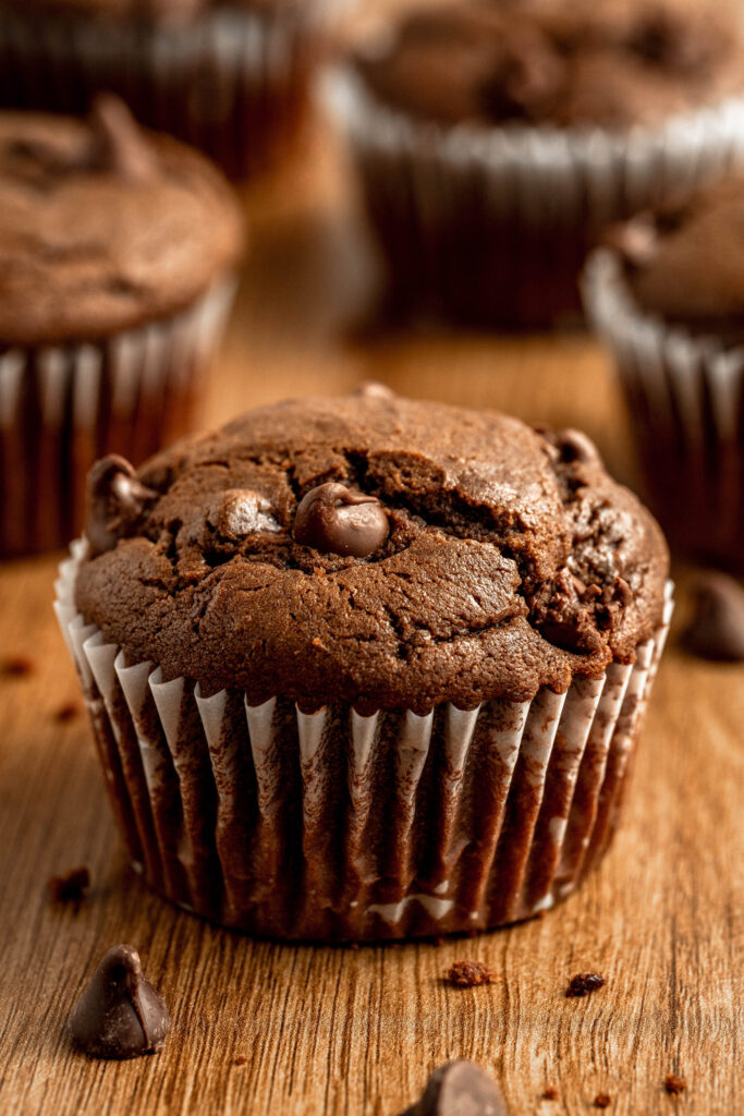 an up close look at death by chocolate muffins.