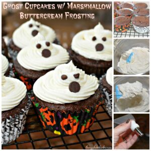 moist chocolate cupcake with marshmallow buttercream frosting