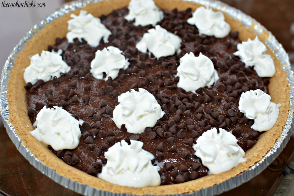Chocolate Pudding Pie with whipped cream on top