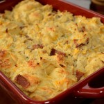 chicken, bacon, and biscuits combine into a casserole