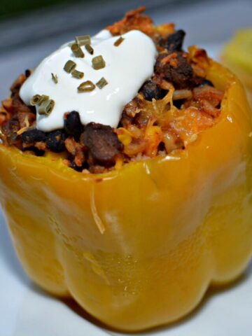 tender bell peppers stuffed with beef taco meat