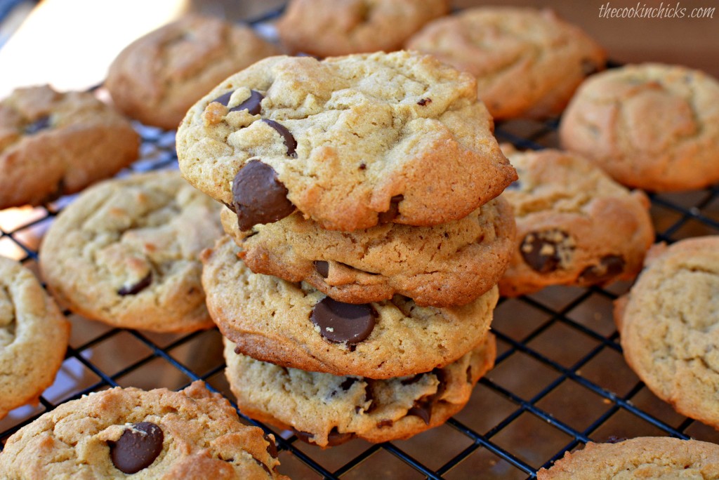 fluffy chocolate chip cookies with a tasty peanut butter addition
