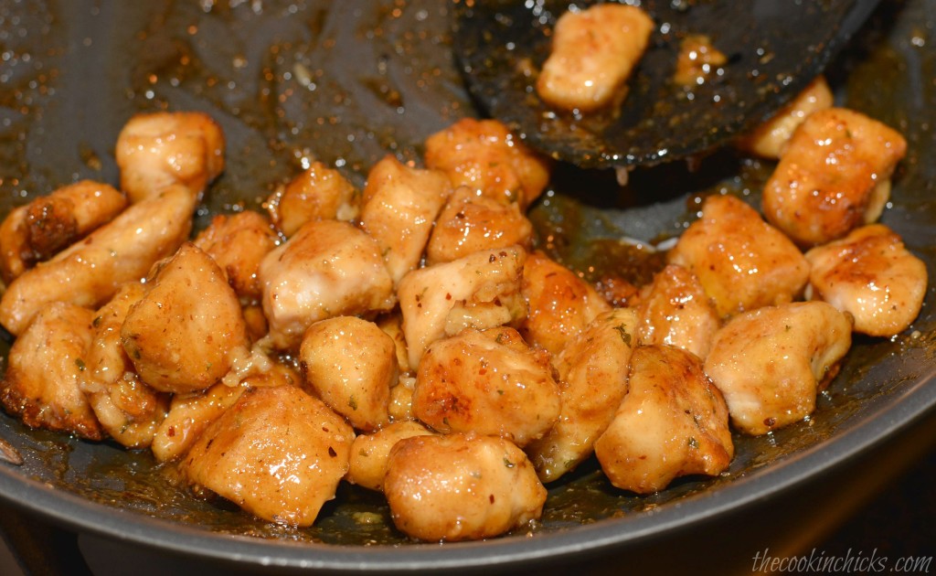 tender chicken with a chinese flavored orange sauce coating