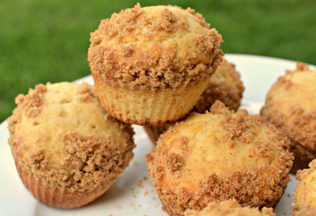 Warm and delicious cinnamon streusel muffins fresh out of the oven