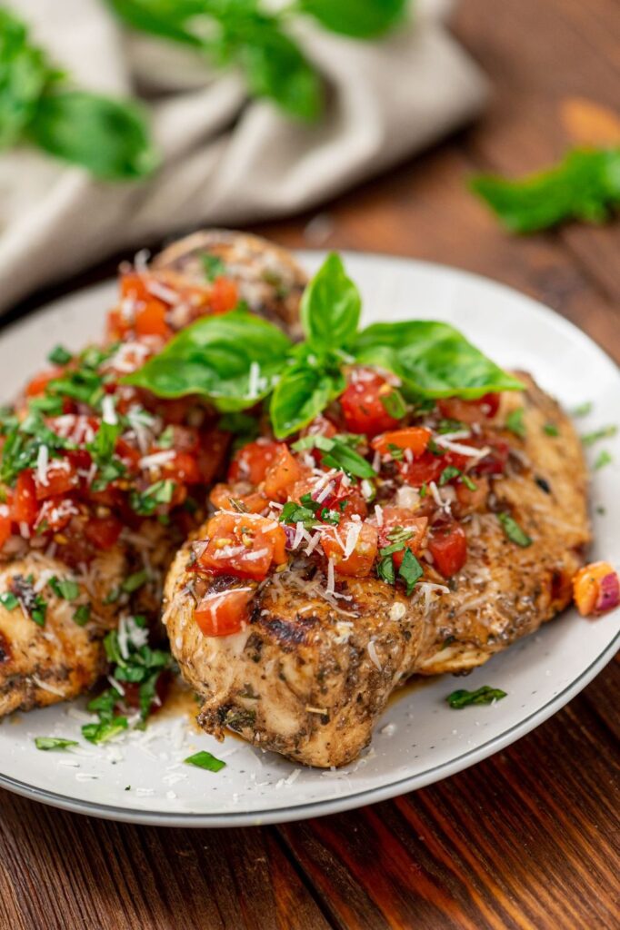 grilled chicken with an Italian tomato mixture served on top