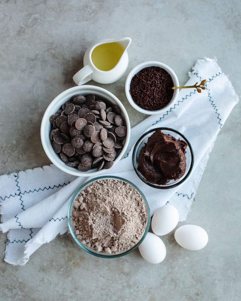 all the ingredients needed to make Chocolate Cake Balls