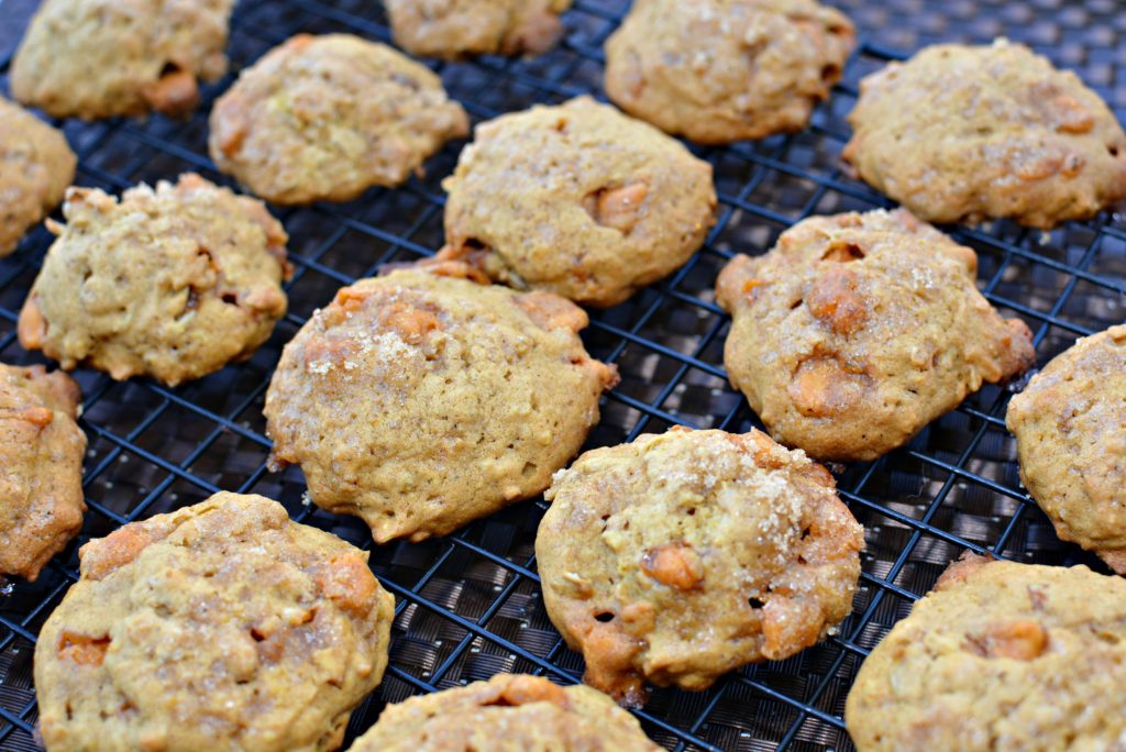 Fluffy, flavorful pumpkin cookies with brown sugar sprinkled on top