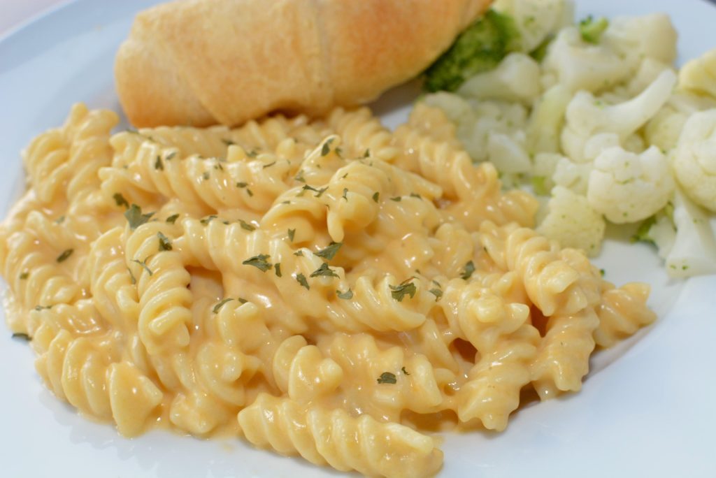 tender pasta with a creamy cheese sauce