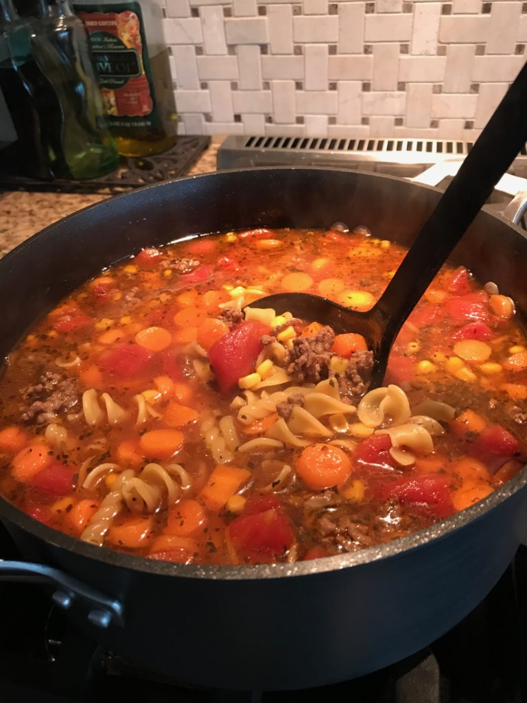 Mom's Vegetable Beef Noodle Soup - The Cookin Chicks