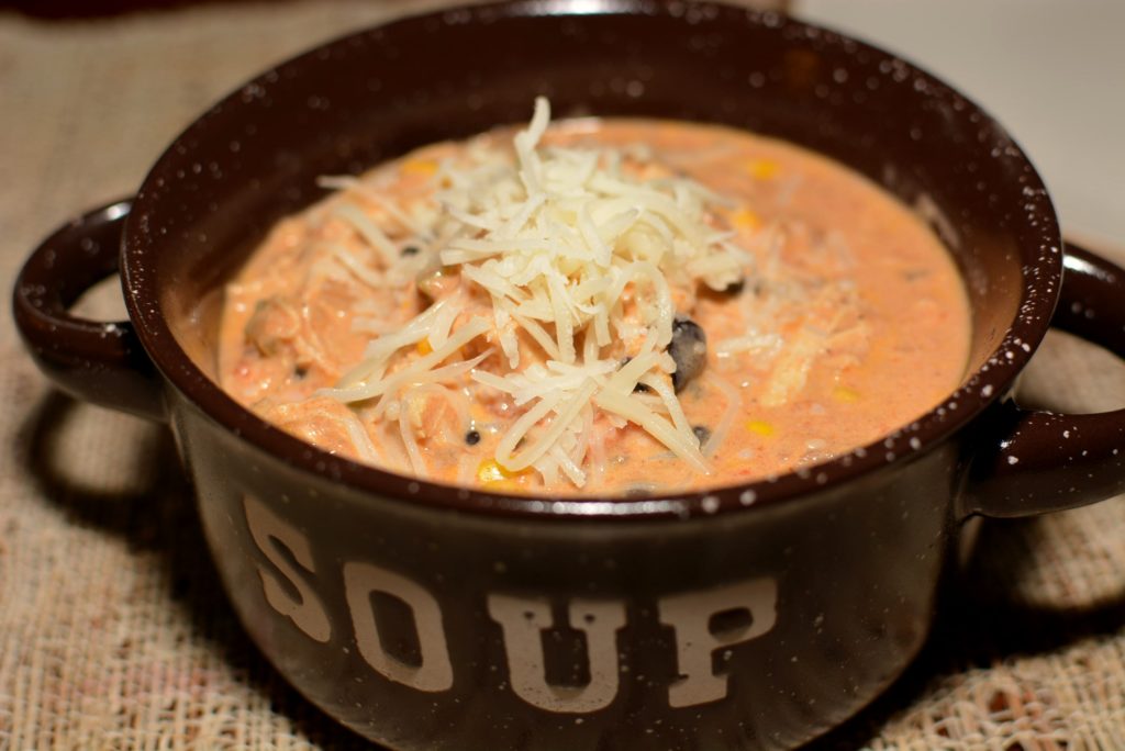 cheesy, creamy chicken enchilada soup made in no time 