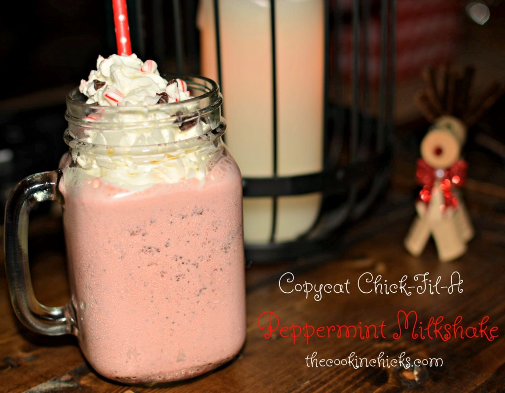 vanilla ice cream, candy canes, and chocolate combine into these peppermint milkshakes