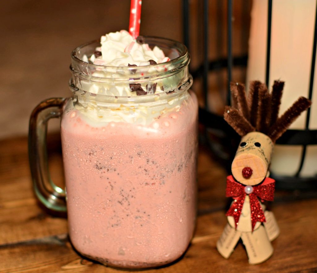 flavorful, festive milkshake with peppermint flavoring throughout
