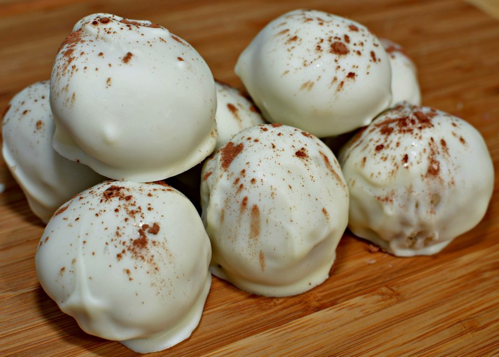 coffee infused cake balls that resemble tiramisu