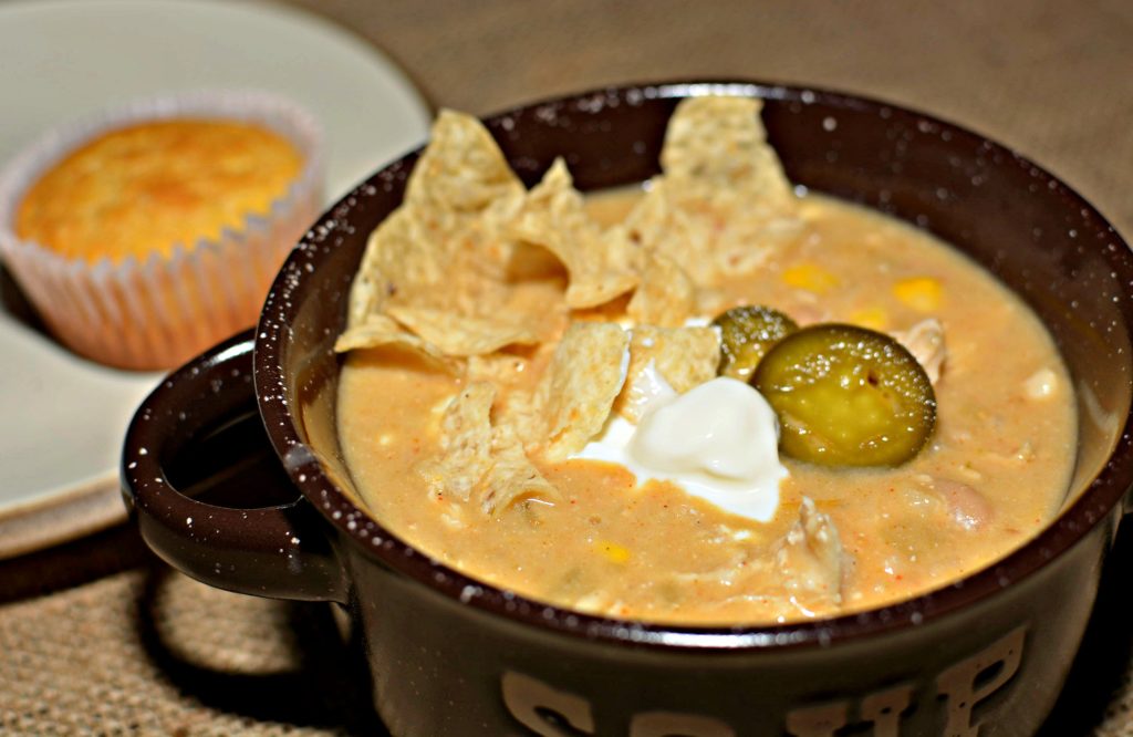 creamy green chile chicken enchilada verde soup made entirely in the instant pot