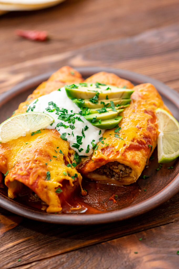 Warm and delicious beef enchiladas