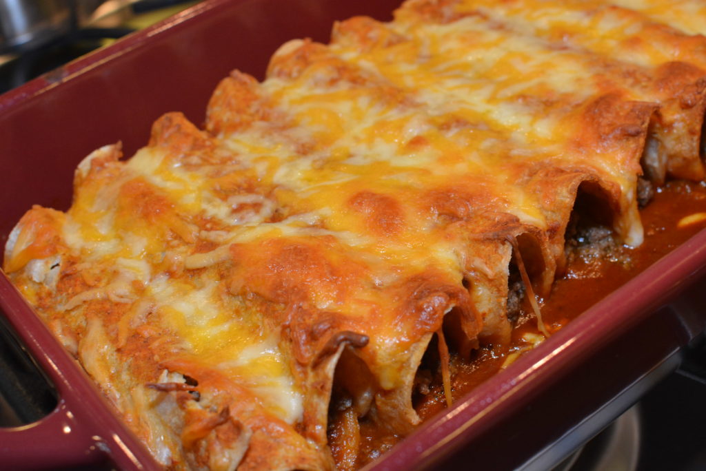 Cheesy beef enchiladas