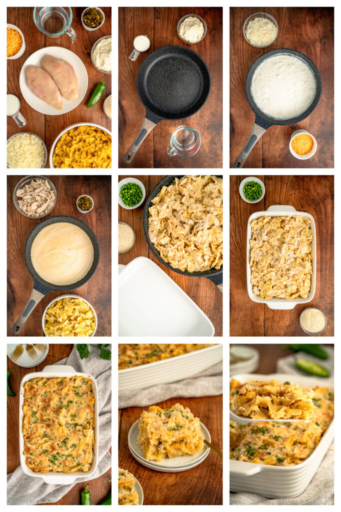 step by step on how to make jalapeno popper chicken bake