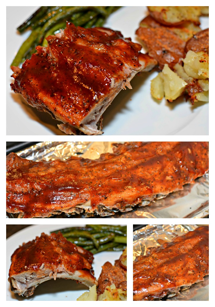Instant Pot Easy Barbeque Ribs collage of steps
