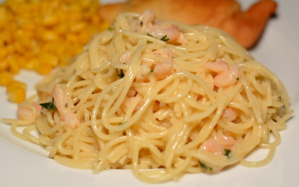 shrimp scampi made quick and easy with a lemon garlic cream sauce