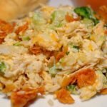 tender chicken, rice, and broccoli ccombined into a flavorful casserole