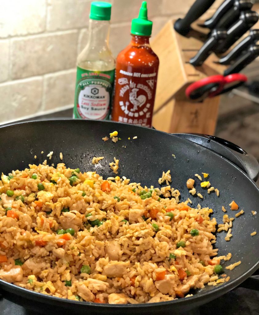 Chicken Fried Rice made in a Wok, ready to serve!