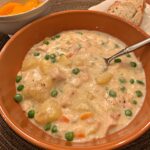 tender chicken and veggies in a flavorful cream based soup