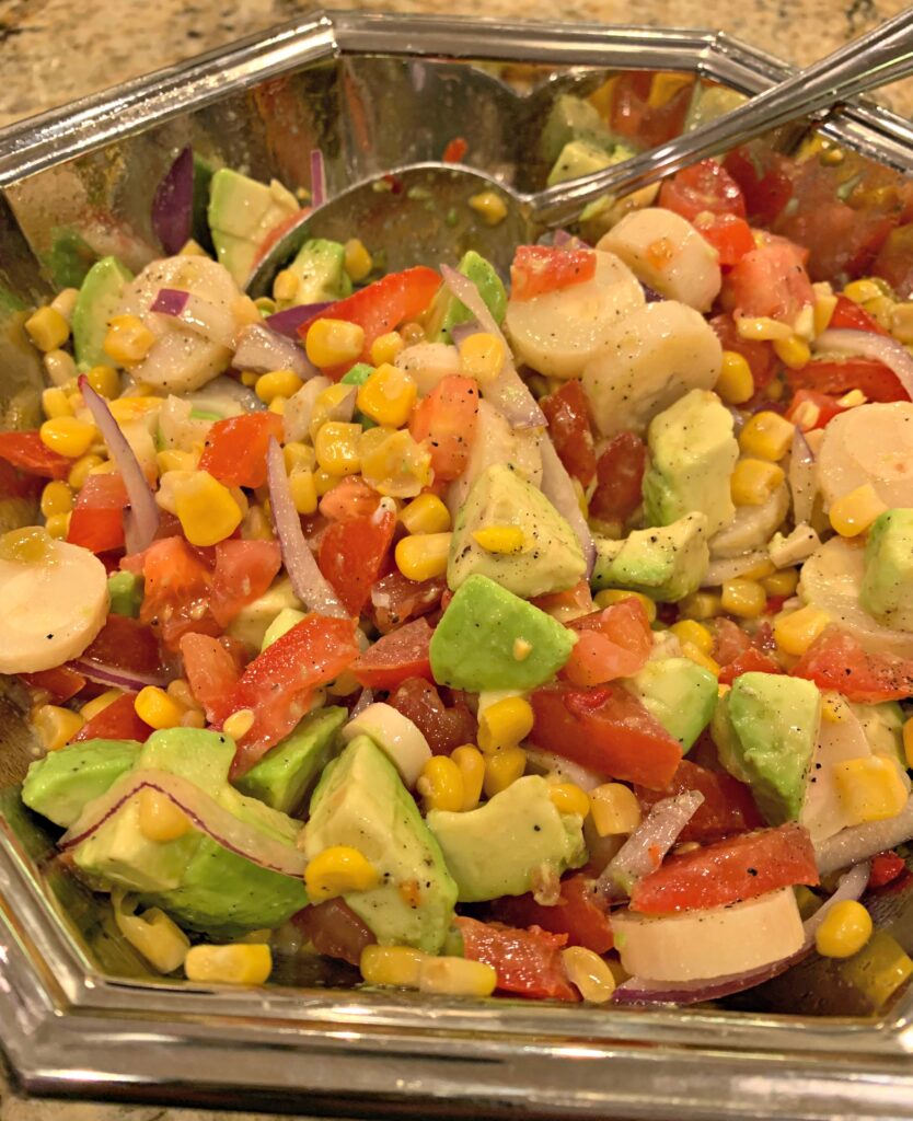 hearts of palm salad is full of flavor, colors., and freshness