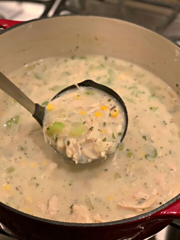 creamy wild rice and chicken combined in a flavorful soup