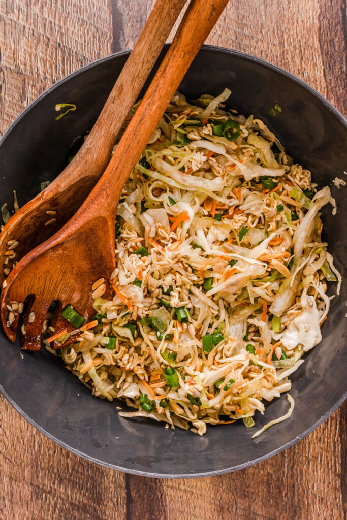 a bowl of asian coleslaw
