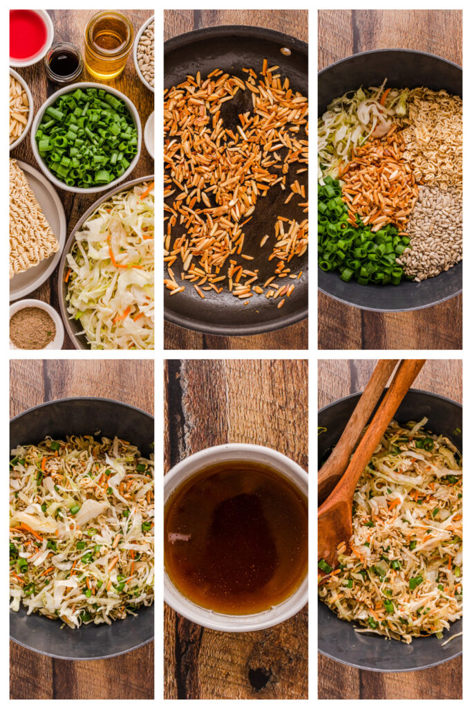 step by step on how to make asian coleslaw with ramen noodles