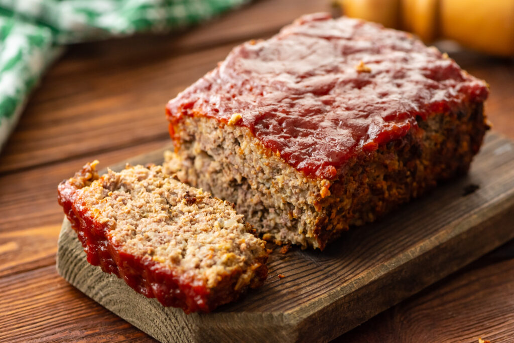 mom's classic meatloaf recipe that includes tender meat with a tangy ketchup glaze