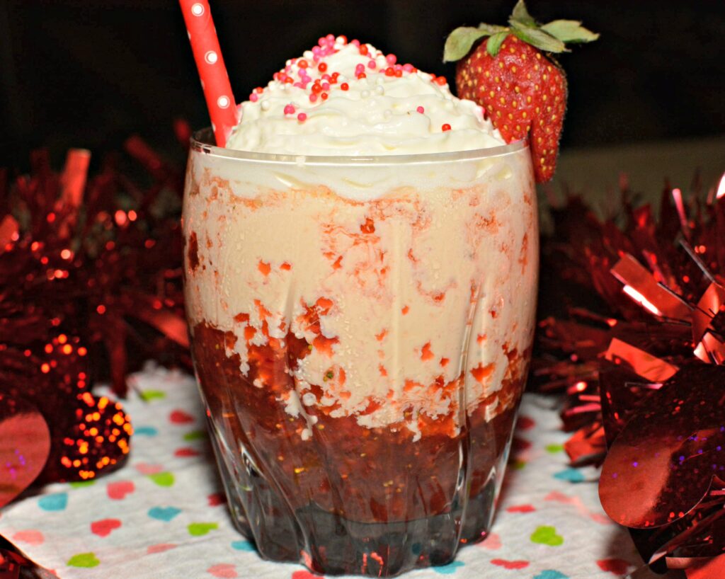 Cupid's Boozy Mudslide with whipped cream and sprinkles
