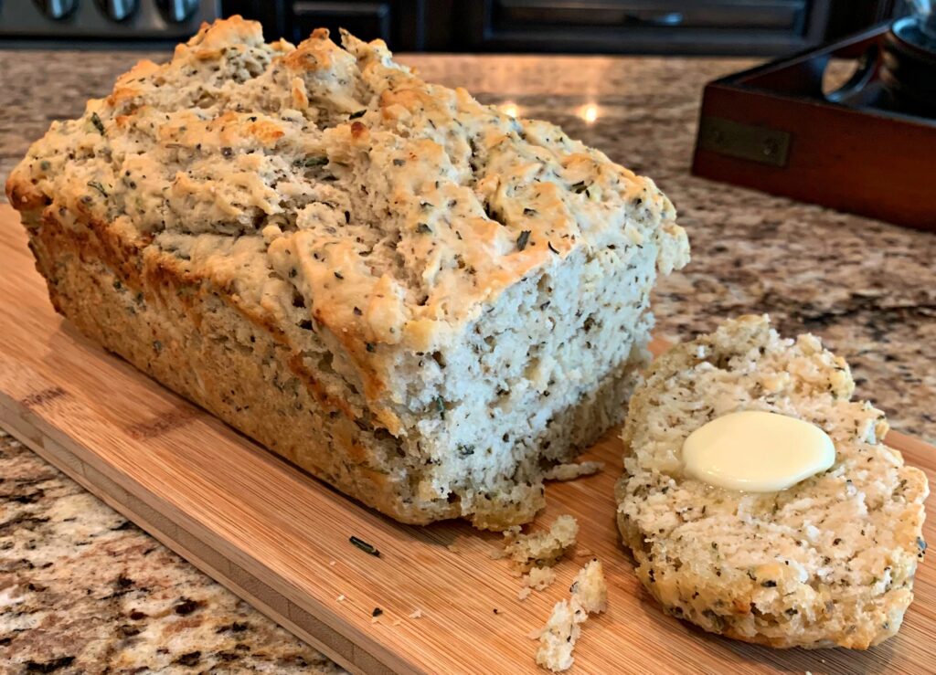 mom's tasty herbed beer bread made with beer and simple ingredients