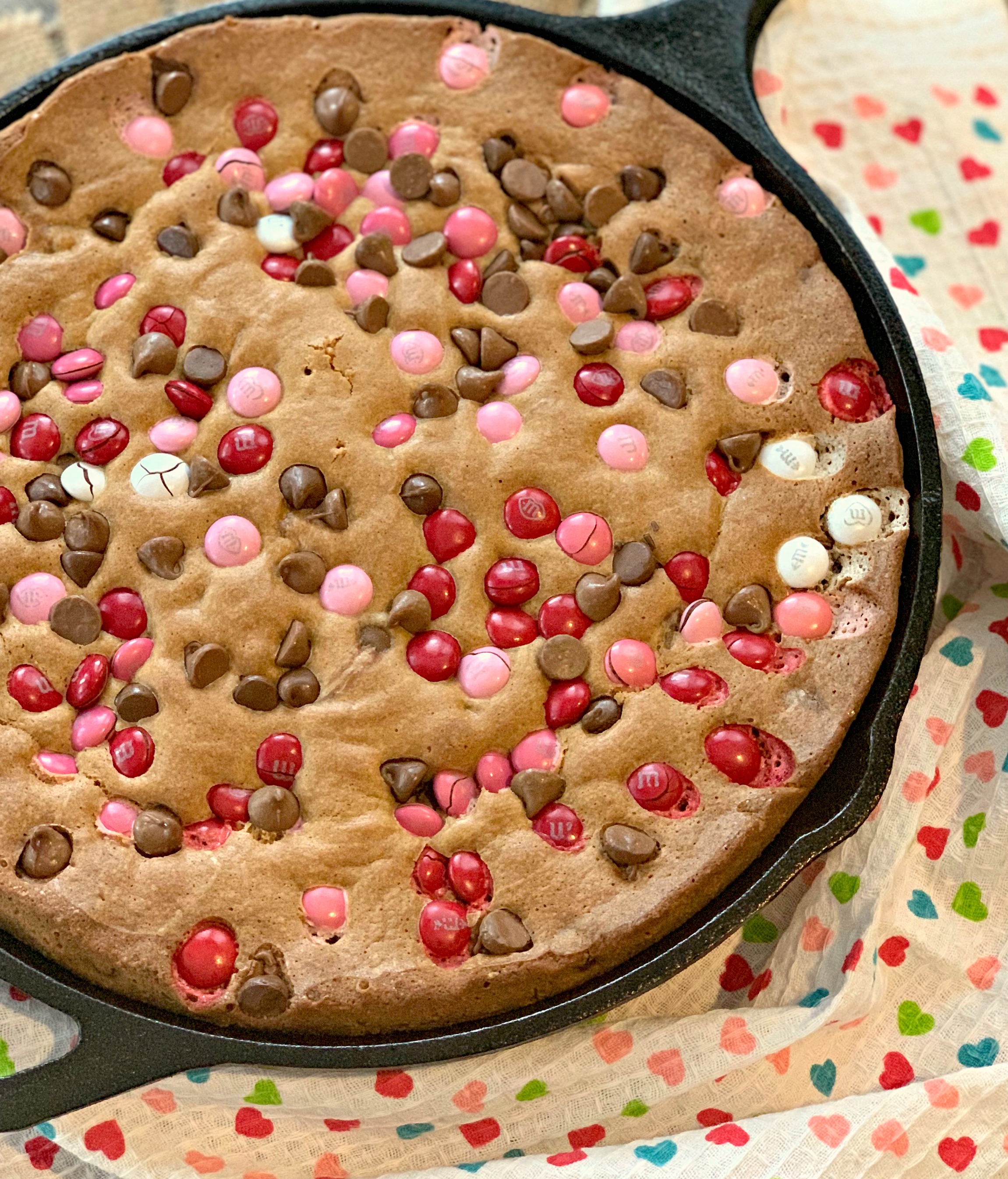 Valentine's Day Chocolate Chip Skillet Cookie - The Cookin Chicks