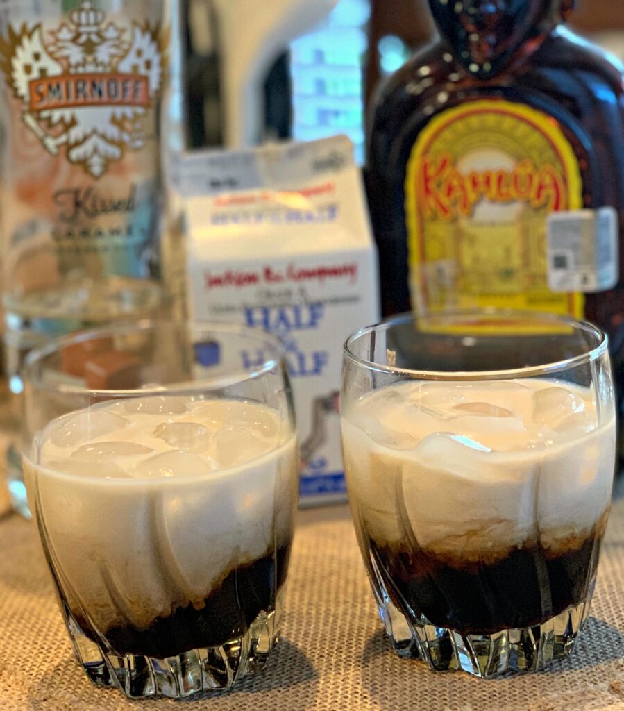 adding caramel to a classic white russian creates these simple caramel white russian cocktails