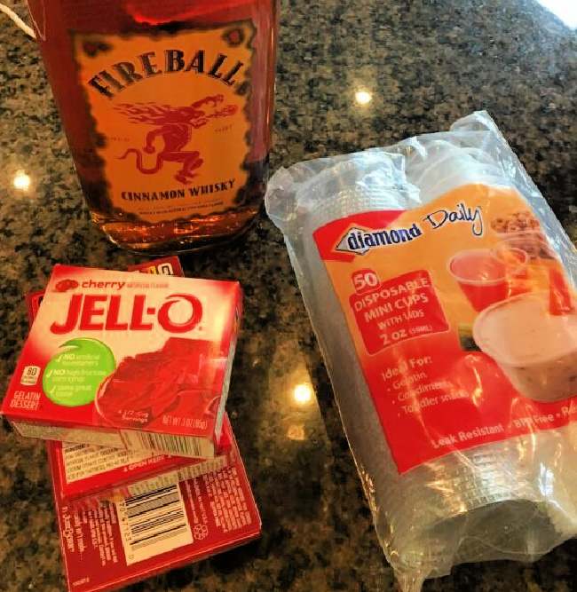 the ingredients needed for fireball whiskey shots
