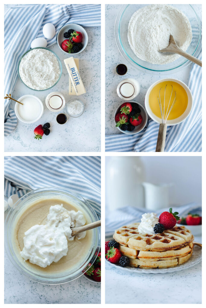 step by step on how to make homemade batter for a Belgian iron.