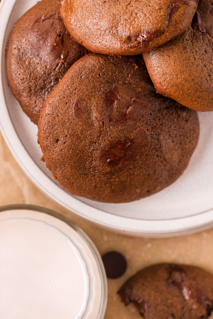 chocolate brownie cookies served on a plate