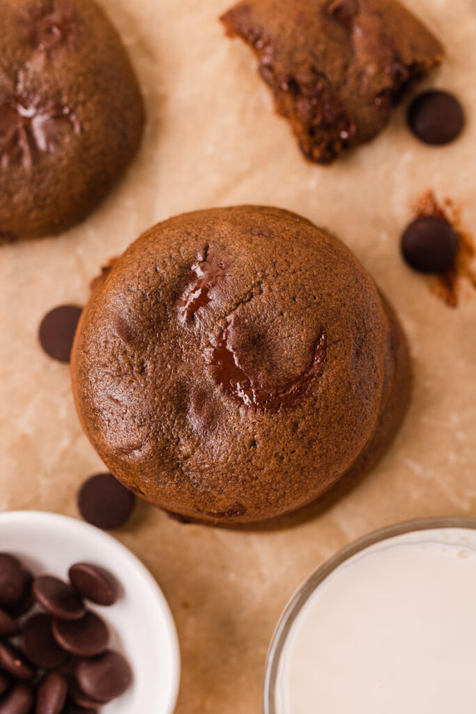 an up close look of a fudgy cookie