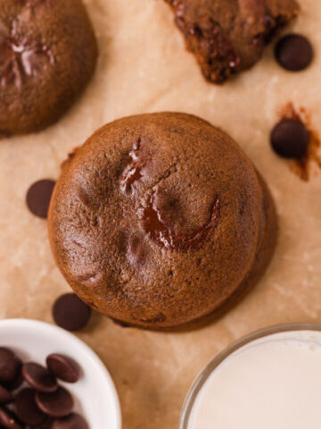an up close look of a fudgy cookie
