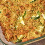 sliced zucchini combined with chicken and stuffing for an ultimate casserole