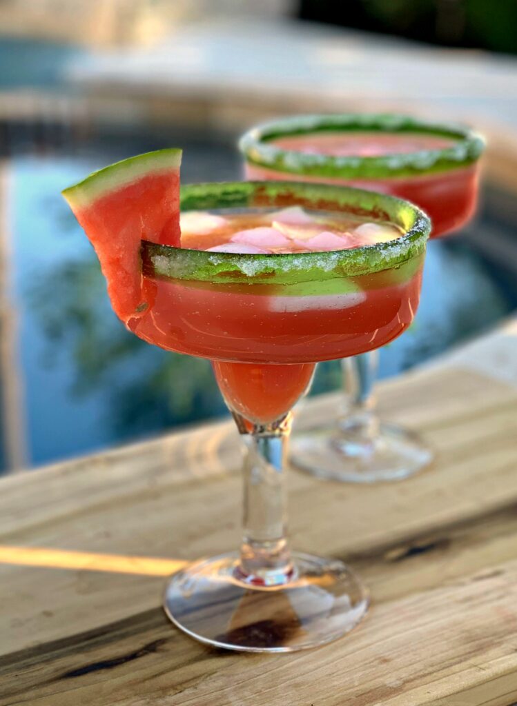 refreshing watermelon cocktails made using juice, triple sec, tequila, and lime juice