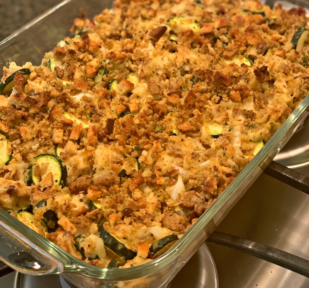 Chicken and Zucchini casserole with crispy topping